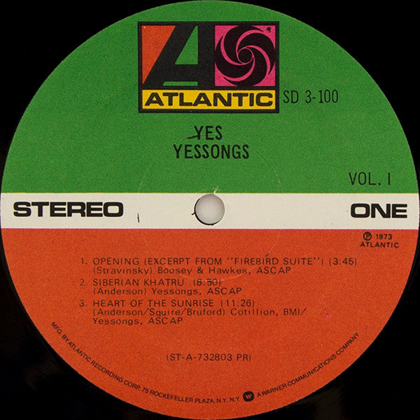 Yes - Yessongs (1973) - VG+ 3 LP Record 1977 Atlantic USA Vinyl & Booklet - Pop Rock / Prog Rock - Shuga Records