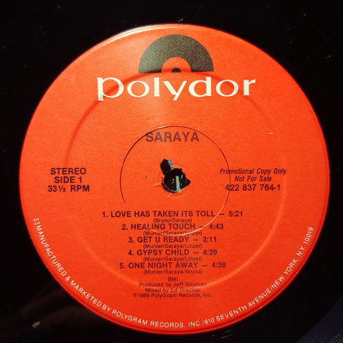 Saraya – Saraya - VG+ LP Record 1989 Polydor USA Promo Vinyl - Pop Rock / Hard Rock