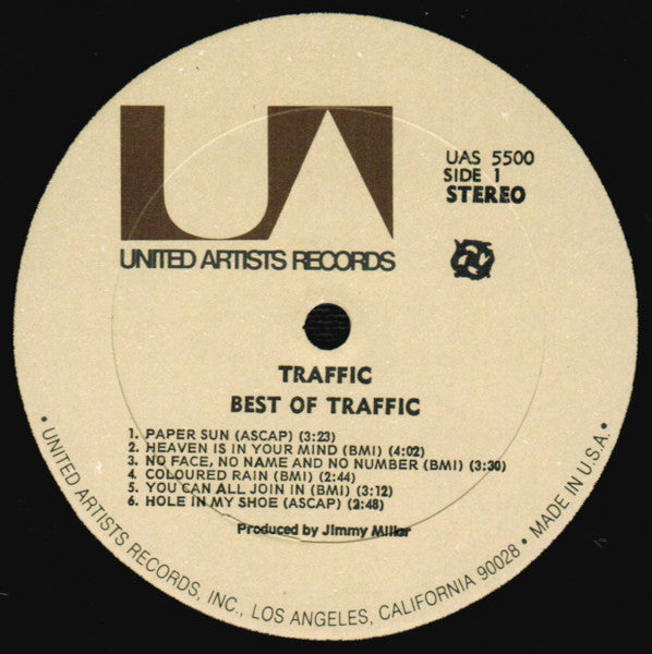 Traffic - Best Of Traffic (1969) - VG+ LP Record 1971 United Artists USA Vinyl - Psychedelic Rock / Pop Rock - Shuga Records
