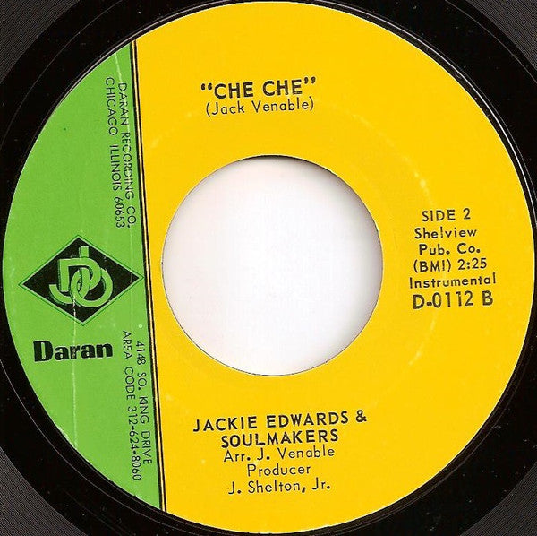 Jackie Edwards & Soulmakers - Che Che - New 7" Single Record 1969 Daran DJO Vinyl - Chicago Northern Soul - Shuga Records