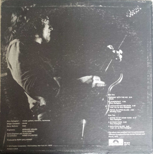 Rory Gallagher - Rory Gallagher Live! - VG+ LP Record USA White Label Promo Vinyl - Rock / Blues Rock - Shuga Records