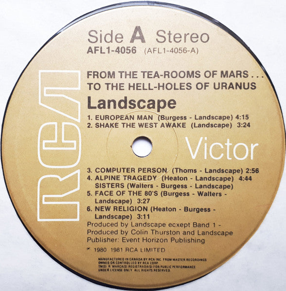 Landscape - From The Tea-Rooms Of Mars... To The Hell-Holes Of Uranus - VG+ LP Record 1981 RCA Canada Vinyl - Synth-pop / Experimental Electronic
