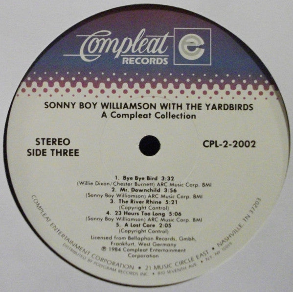 The Yardbirds - A Compleat Collection (Sonny Boy Williamson & Eric Clapton) - Mint- (VG+ cover) 2 LP Record 1984 Compleat USA Club Edition Vinyl - Rock & Roll / Blues Rock - Shuga Records