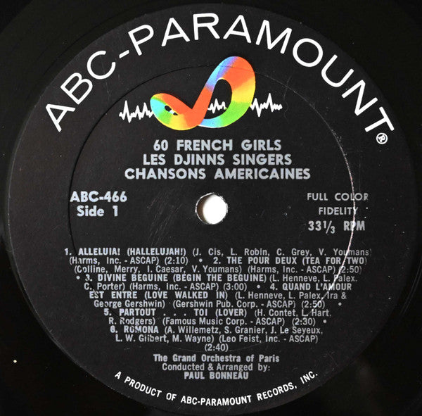 Les Djinns Singers – 60 French Girls - Chansons Americaines - VG+ LP Record 1964 ABC Paramount USA Mono Vinyl - World / French Pop / Folk - Shuga Records