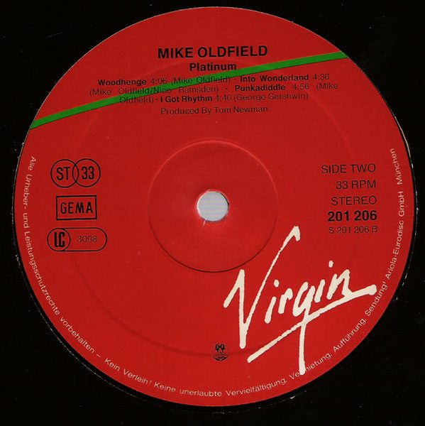Mike Oldfield - Platinum - VG+ LP Record 1979 Virgin Germany Original Vinyl - Prog Rock / Electronic - Shuga Records