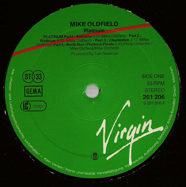 Mike Oldfield - Platinum - VG+ LP Record 1979 Virgin Germany Original Vinyl - Prog Rock / Electronic - Shuga Records