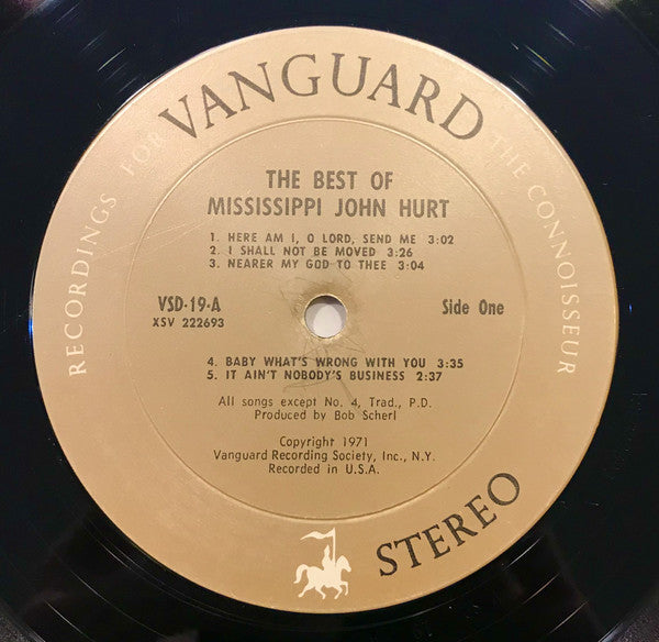 Mississippi John Hurt - The Best Of Mississippi John Hurt - VG 2 LP Record 1971 Vanguard Vinyl - Delta Blues - Shuga Records