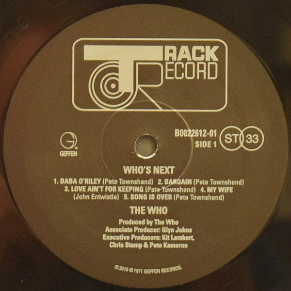 The Who - Who's Next (1971) - VG+ LP Record 2015 Geffen Track 180 gram Vinyl - Classic Rock - Shuga Records