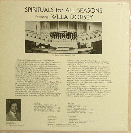 Willa Dorsey - Spirituals For All Seasons - VG+ LP Record 1977 Self-released Texas USA Vinyl - Gospel - Shuga Records