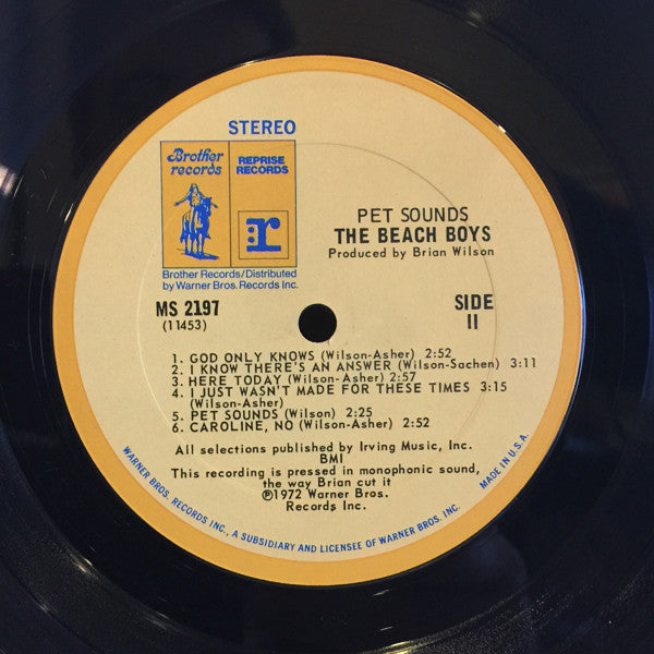 The Beach Boys - Pet Sounds (1966) - VG+ LP Record 1974 Reprise Brother USA Vinyl - Psychedelic Rock / Surf Rock / Pop Rock - Shuga Records