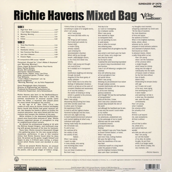 Richie Havens - Mixed Bag (1966) - New LP Record 2015 Verve Forecast Sundazed 180 gram Vinyl - Rock / Folk Rock - Shuga Records
