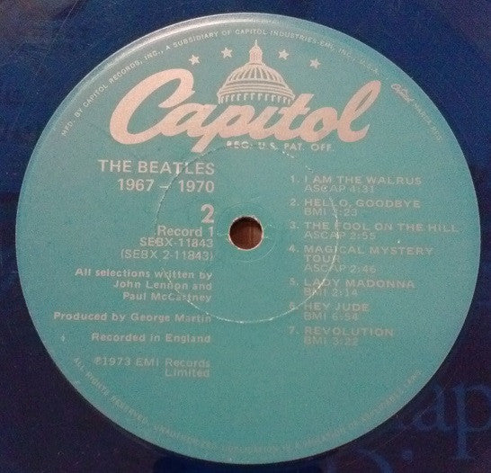 The Beatles – 1967-1970 (1973) - VG+ 2 LP Record 1978 Capitol USA Blue Vinyl - Pop Rock / Psychedelic Rock - Shuga Records