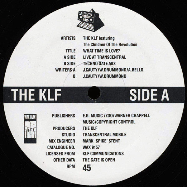 The KLF Featuring Children Of The Revolution – What Time Is Love? (Live At Trancentral) - VG 12" Single Record 19990 Wax Trax! USA Vinyl - Techno - Shuga Records