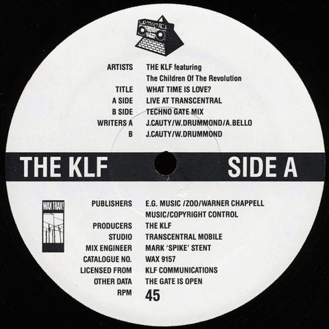 The KLF Featuring Children Of The Revolution – What Time Is Love? (Live At Trancentral) - VG 12" Single Record 19990 Wax Trax! USA Vinyl - Techno