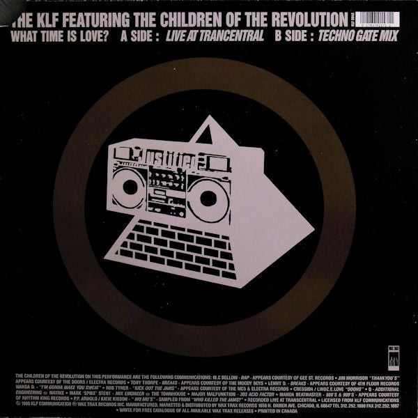 The KLF Featuring Children Of The Revolution - What Time Is Love? (Live At Trancentral) - VG 12" Single Record 19990 Wax Trax! USA Vinyl - Techno - Shuga Records