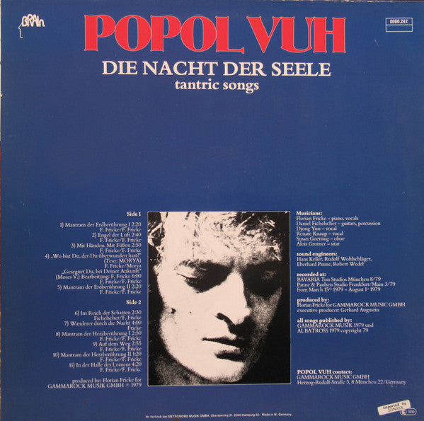 Popol Vuh - Die Nacht Der Seele (Tantric Songs) - Mint- LP Record 1979 Brain Germany - Prog Rock / Ambient - Shuga Records
