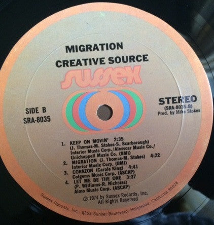 Creative Source - Migration - VG+ LP Record 1974 Sussex Original USA - Funk / Soul - Shuga Records