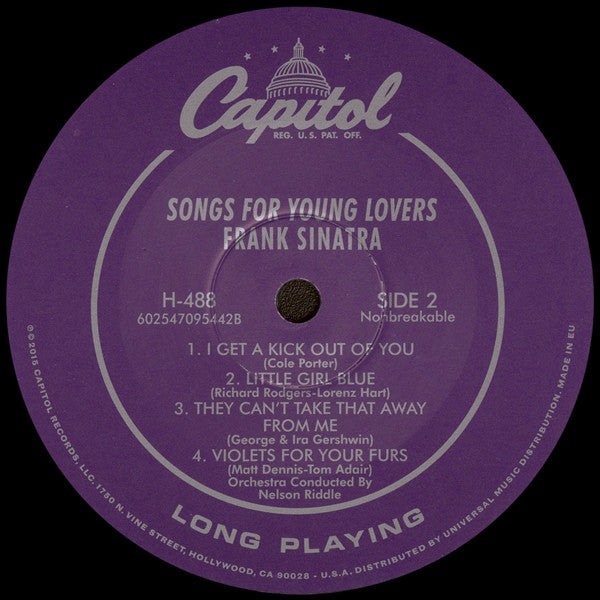 Frank Sinatra - Songs For Young Lovers (1954) - VG+ 10" LP Record Store Day 2015 Capitol Vinyl - Jazz / Big Band / Pop / Swing - Shuga Records