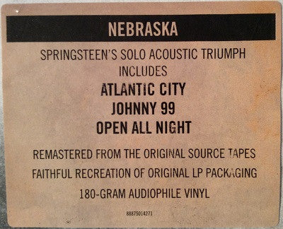 Bruce Springsteen - Nebraska (1982) - New LP Record 2014 Columbia USA 180 gram Vinyl - Classic Rock - Shuga Records