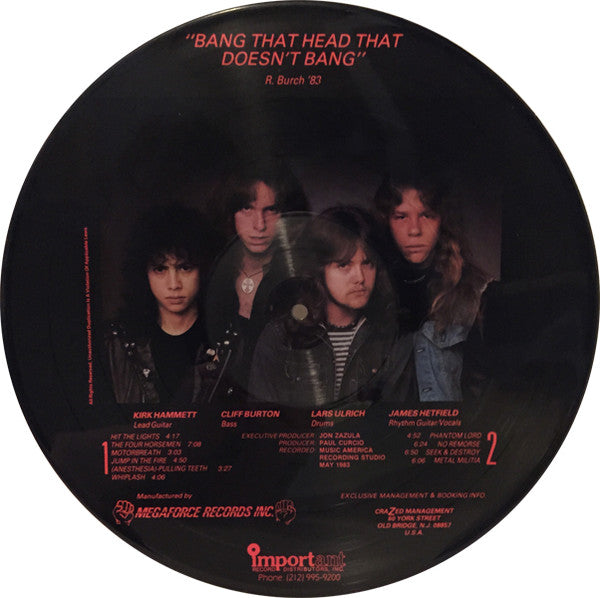Metallica - Kill 'Em All - VG+ LP Record 1983 Megaforce Picture