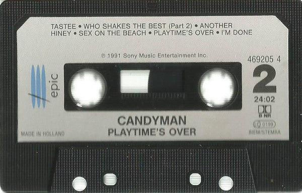 Candyman - Playtime's Over - VG+ Cassette Tape 1991 Epic Netherlands Edition - Hip Hop / RnB / New Jack Swing / Pop Rap - Shuga Records