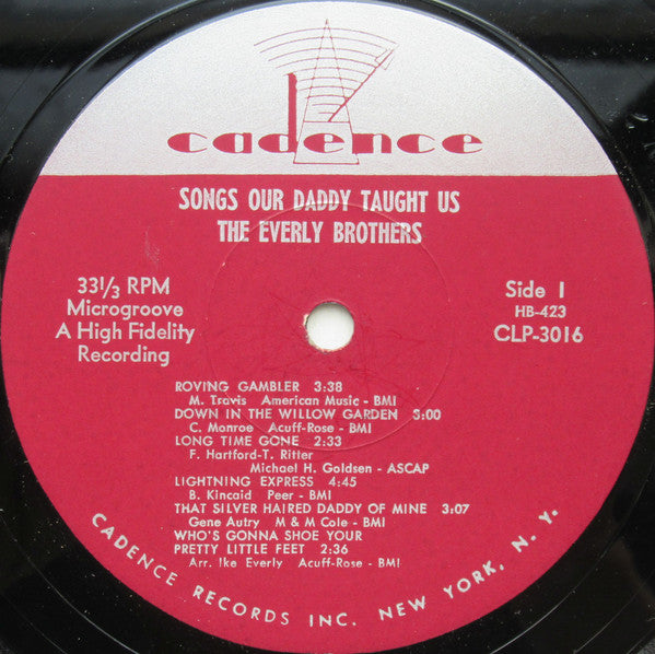 The Everly Brothers - Songs Our Daddy Taught Us - VG+ (VG cover) LP Record 1958 Cadence USA Original Vinyl - Pop Rock / Folk