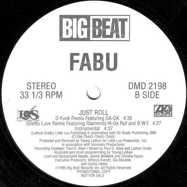 Fabu - Just Roll - Mint- 12" Single Record 1995 Big Beat USA Promo Vinyl - Soul / RnB/Swing - Shuga Records