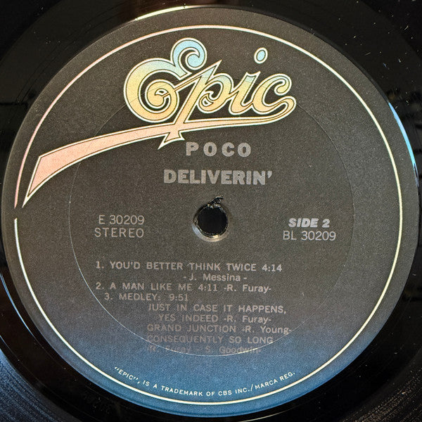 Poco - Deliverin' - VG+ LP Record 1970 Epic Vinyl - Country Rock