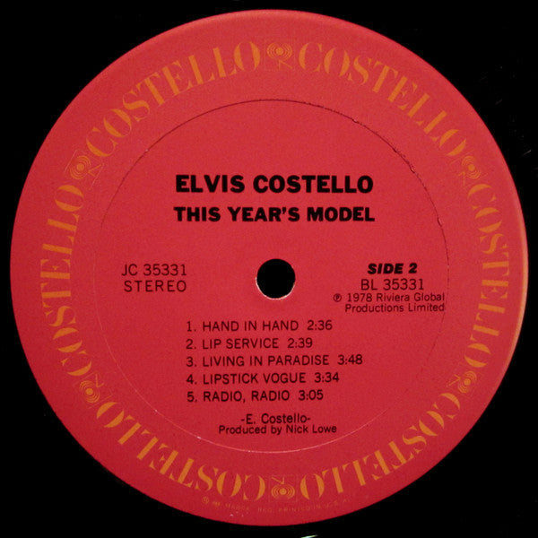 Elvis Costello ‎– This Year's Model - VG+ LP Record 1978 Columbia USA Vinyl - New Wave / Pop Rock - Shuga Records