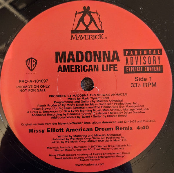 Madonna - American Life (American Dream Mixes) - Mint- 12" Single Record 2003 Warner Maverick USA Promo Vinyl - House / Synth-Pop - Shuga Records