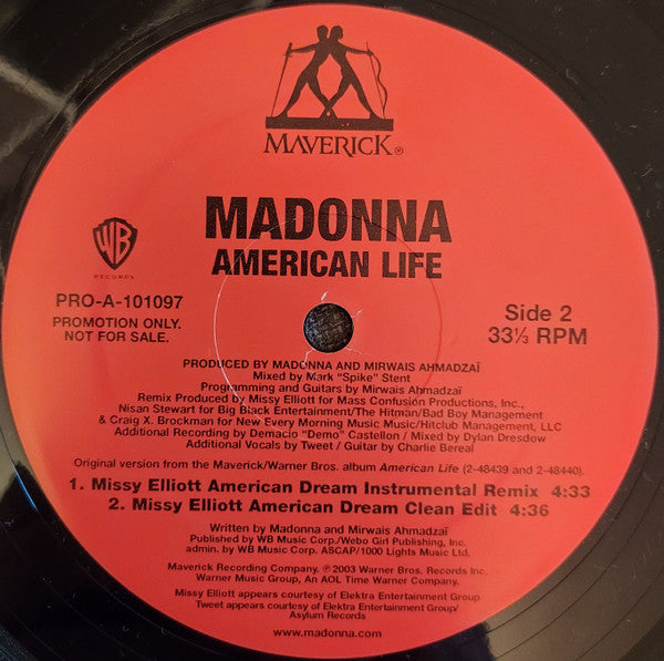 Madonna - American Life (American Dream Mixes) - Mint- 12" Single Record 2003 Warner Maverick USA Promo Vinyl - House / Synth-Pop - Shuga Records