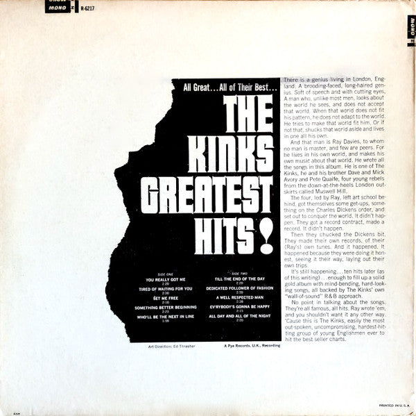 The Kinks - The Kinks Greatest Hits! - VG LP Record 1966 Reprise USA Mono Original Vinyl - Rock & Roll / Mod / Beat - Shuga Records