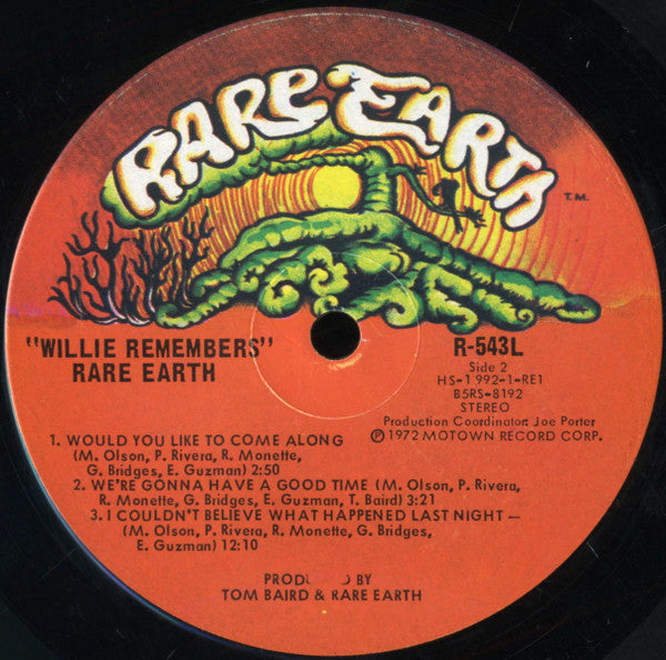 Rare Earth - Willie Remembers - VG+ LP Record 1972 USA Original Vinyl - Psychedelic Rock - Shuga Records