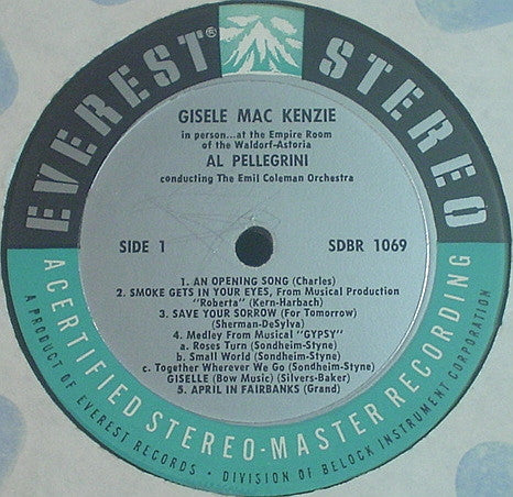 Gisele MacKenzie With Emil Coleman ‎– In Person...At The Empire Room Of The Waldorf-Astoria - VG+ LP Record 1960 Everest USA Original Vinyl - Jazz Vocal - Shuga Records