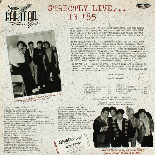 James Harman Band - Strictly Live... In '85! Vol. 1 - Mint- LP Record 1990 Rivera Ice Pick USA Vinyl - Rock & Roll / Blues Rock - Shuga Records