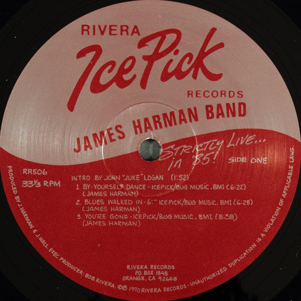 James Harman Band - Strictly Live... In '85! Vol. 1 - Mint- LP Record 1990 Rivera Ice Pick USA Vinyl - Rock & Roll / Blues Rock - Shuga Records