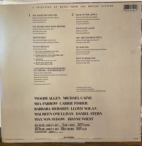 Various - Hannah And Her Sisters (A Selection Of Music From The Motion Picture) - Mint- LP Record 1987 MCA USA Original Vinyl - Soundtrack - Shuga Records