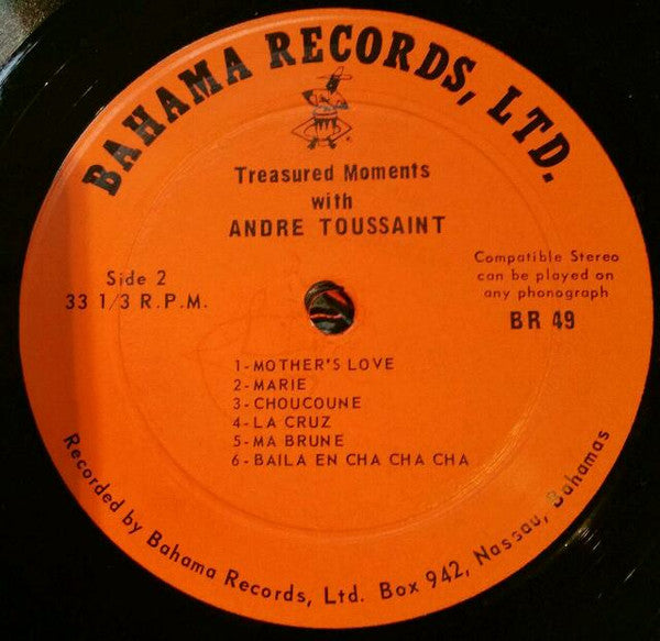 Signed Autographed - Andre Toussaint - Treasured Moments With Andre Toussaint - VG+ LP Record 1965 Bahamas USA Vinyl Calypso / Junkanoo / Reggae - Shuga Records