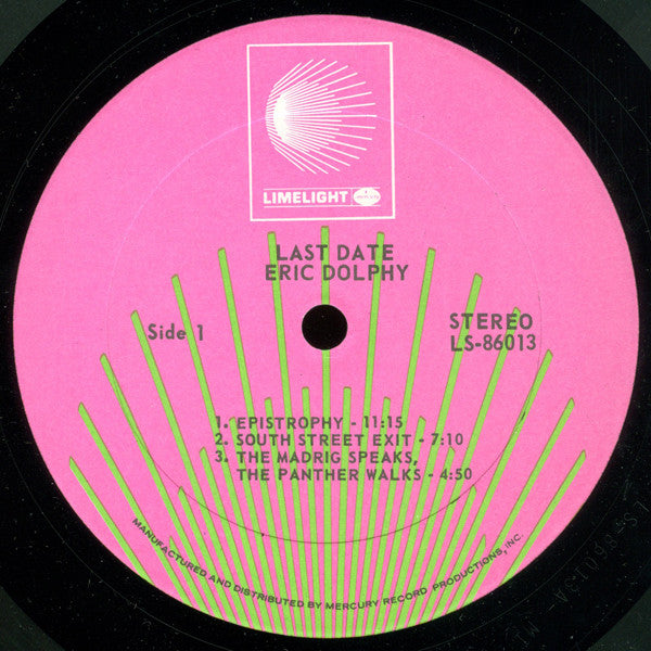 Eric Dolphy - Last Date (1964) - Mint- LP Record 1976 Limelight USA Vinyl - Jazz / Bop / Free Jazz - Shuga Records
