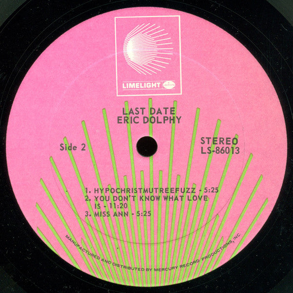 Eric Dolphy - Last Date (1964) - Mint- LP Record 1976 Limelight USA Vinyl - Jazz / Bop / Free Jazz - Shuga Records
