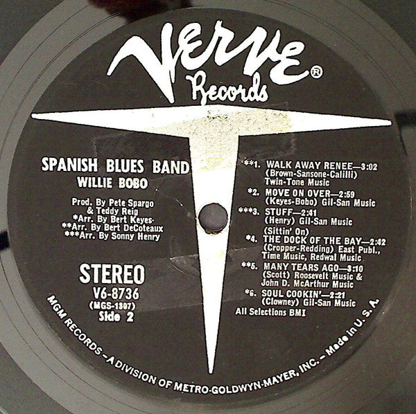 Willie Bobo - Spanish Blues Band - VG+ LP Record 1968 Verve USA Original Vinyl - Latin Jazz / Soul-Jazz / Jazz-Funk - Shuga Records