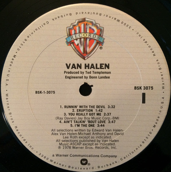 Van Halen - Van Halen - VG+ LP Record 1979 Warner Columbia House Club Edition USA Vinyl - Pop Rock / Hard Rock - Shuga Records