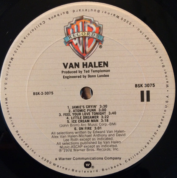Van Halen - Van Halen - VG+ LP Record 1979 Warner Columbia House Club Edition USA Vinyl - Pop Rock / Hard Rock - Shuga Records