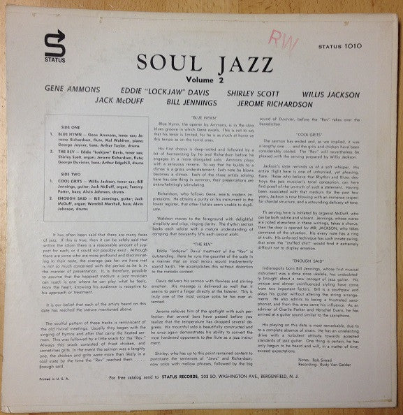 The Prestige All Stars - Soul Jazz Volume 2 - VG+ LP Record 1960 Mono USA Vinyl - Jazz / Hard Bop - Shuga Records