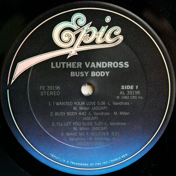 Luther Vandross - Busy Body - Mint- LP Record 1983 Epic USA Original Vinyl - Soul / R&B / Disco - Shuga Records