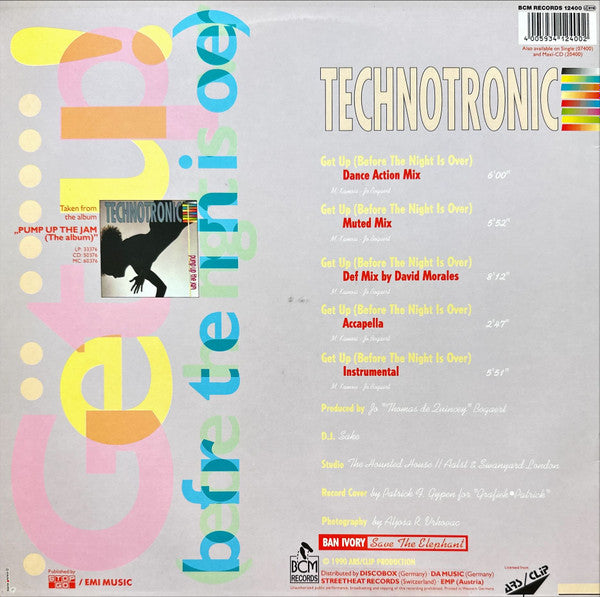 Technotronic – Get Up! (Before The Night Is Over) - Mint- 12" Single Record 1990 BCM Germany Vinyl - House / Euro House - Shuga Records
