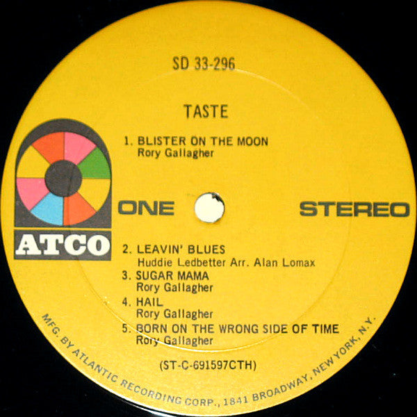 Taste - Taste - VG+ LP Record 1969 ATCO USA Original Vinyl - Hard Rock / Blues Rock - Shuga Records