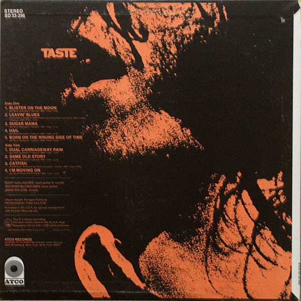 Taste - Taste - VG+ LP Record 1969 ATCO USA Original Vinyl - Hard Rock / Blues Rock - Shuga Records