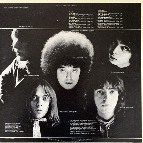 MC5 - Back In The USA - VG+ LP Record 1970 Atlantic USA Original Vinyl - Garage Rock / Psychedelic Rock / Hard Rock - Shuga Records