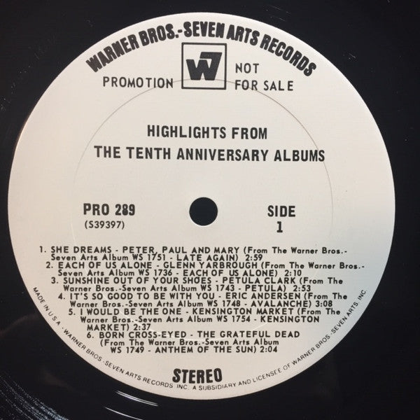 Various - The Tenth Anniversary Albums - Mint- LP Record 1968 Warner Seven Arts USA Promo Vinyl - Psychedelic Rock / Pop Rock / Blues Rock / Folk Rock - Shuga Records